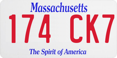 MA license plate 174CK7