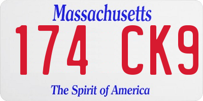 MA license plate 174CK9