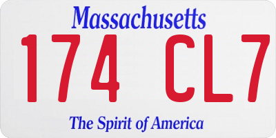MA license plate 174CL7