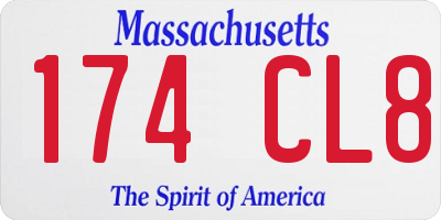 MA license plate 174CL8