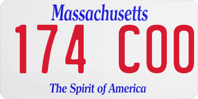 MA license plate 174CO0