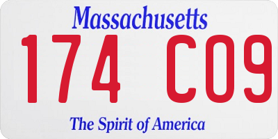 MA license plate 174CO9