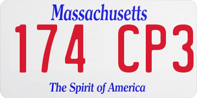 MA license plate 174CP3