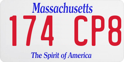 MA license plate 174CP8