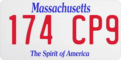 MA license plate 174CP9