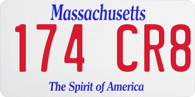 MA license plate 174CR8