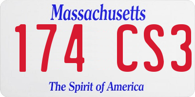 MA license plate 174CS3