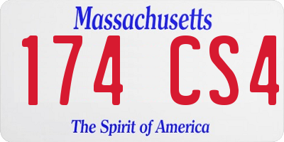 MA license plate 174CS4
