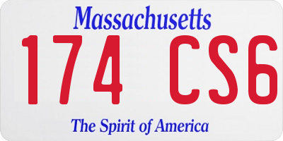 MA license plate 174CS6