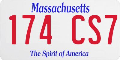 MA license plate 174CS7