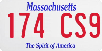 MA license plate 174CS9