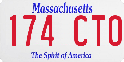MA license plate 174CT0