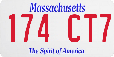 MA license plate 174CT7