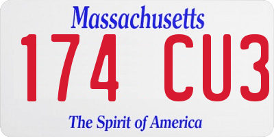 MA license plate 174CU3