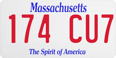 MA license plate 174CU7