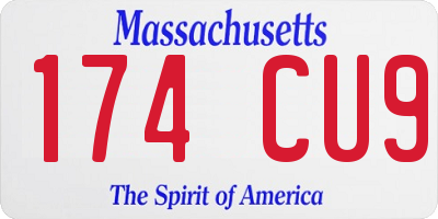 MA license plate 174CU9