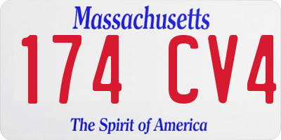 MA license plate 174CV4
