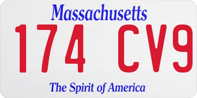 MA license plate 174CV9