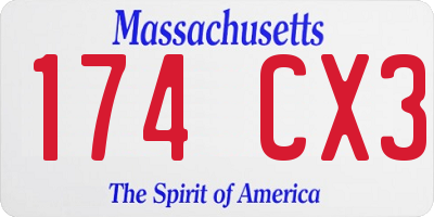 MA license plate 174CX3