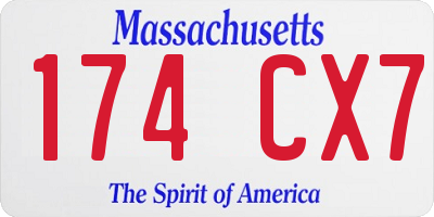 MA license plate 174CX7