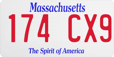 MA license plate 174CX9