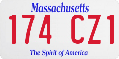 MA license plate 174CZ1