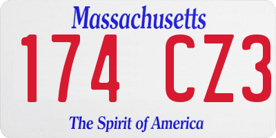 MA license plate 174CZ3