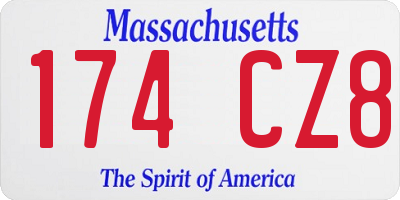 MA license plate 174CZ8