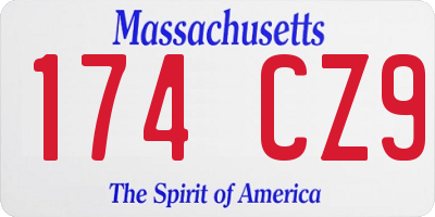 MA license plate 174CZ9