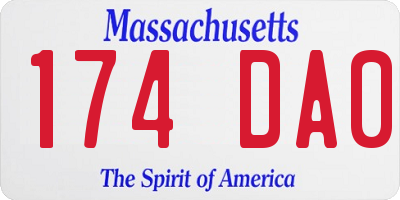 MA license plate 174DA0