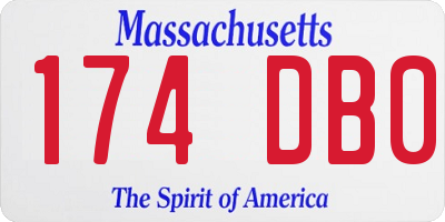 MA license plate 174DB0
