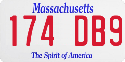 MA license plate 174DB9