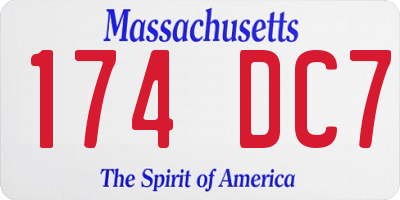 MA license plate 174DC7