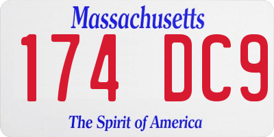 MA license plate 174DC9
