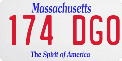 MA license plate 174DG0