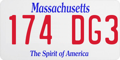 MA license plate 174DG3