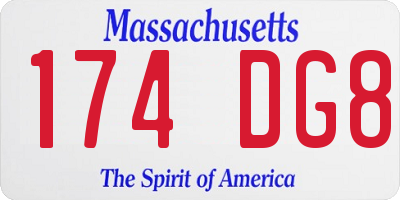 MA license plate 174DG8