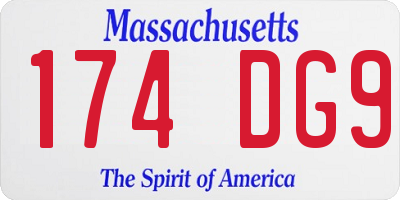 MA license plate 174DG9