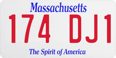 MA license plate 174DJ1