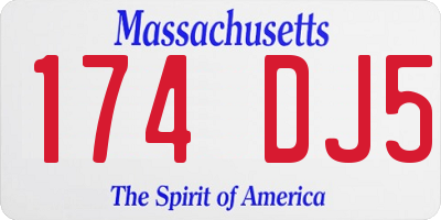 MA license plate 174DJ5