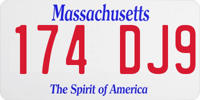 MA license plate 174DJ9
