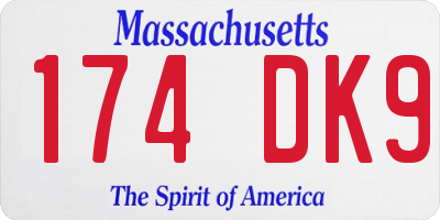 MA license plate 174DK9