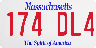 MA license plate 174DL4