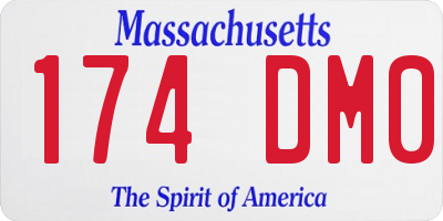 MA license plate 174DM0