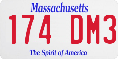 MA license plate 174DM3