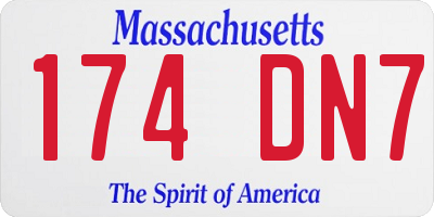 MA license plate 174DN7