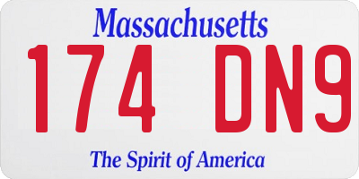 MA license plate 174DN9