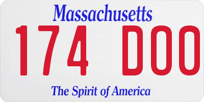MA license plate 174DO0