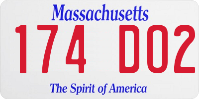 MA license plate 174DO2