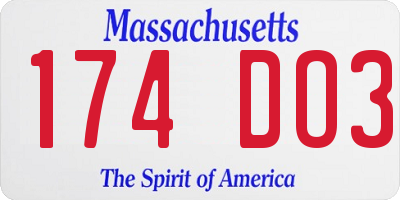 MA license plate 174DO3